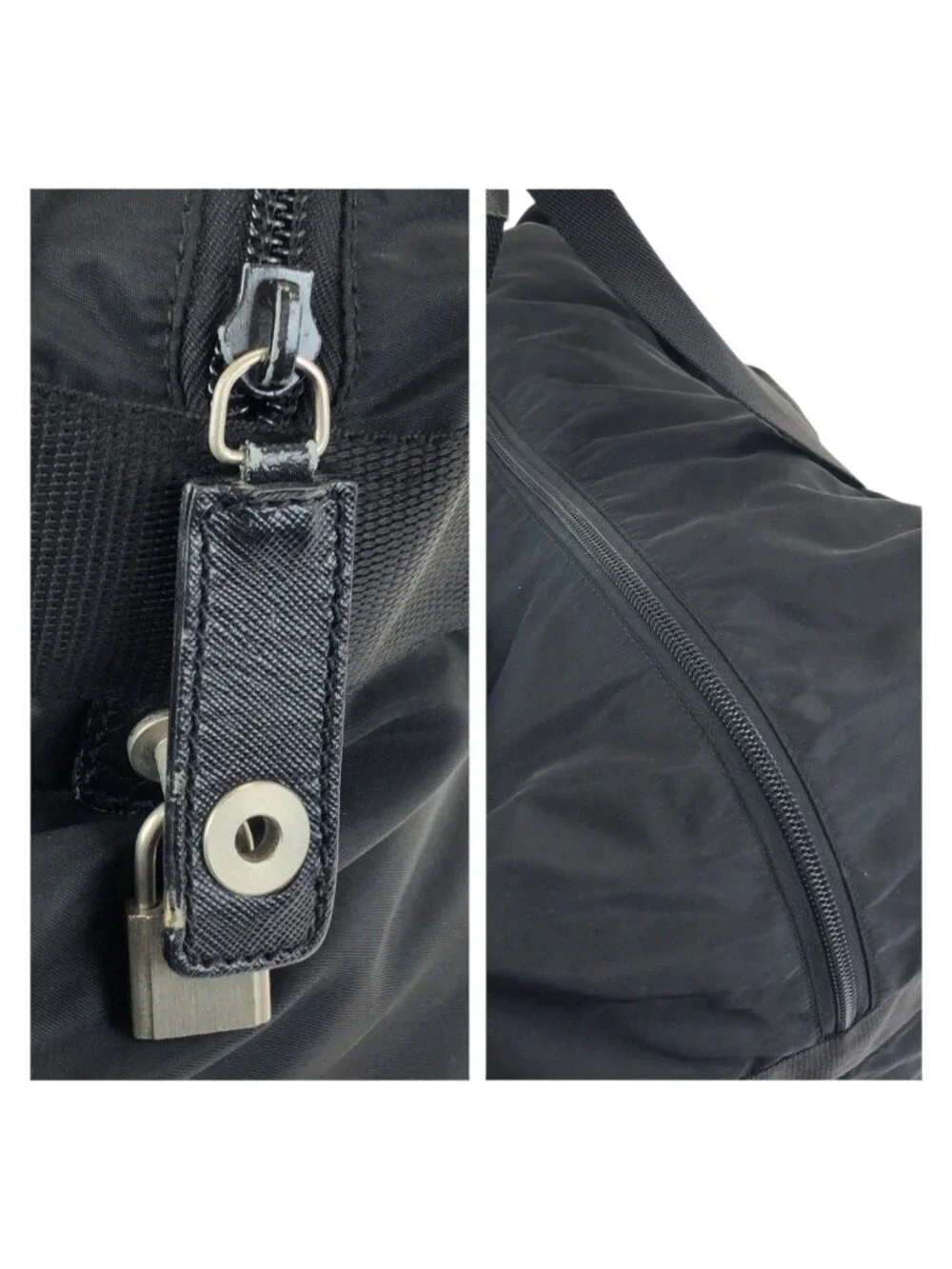 Prada Tessuto Saffiano Black Nylon Leather Boston